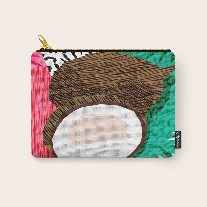 Bada Bing - memphis throwback tropical coconuts food vegan nature abstract illo neon 1980s 80s style Carry All Pouch Gallery Image 1