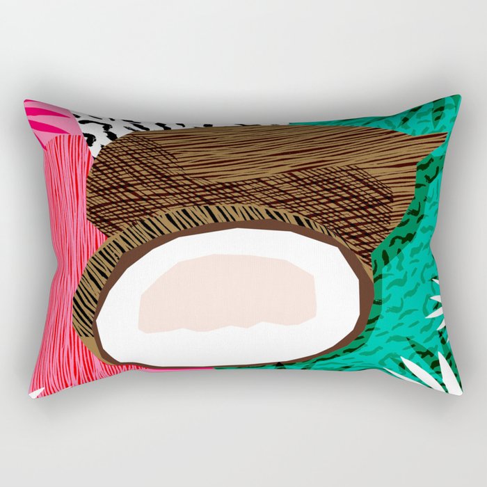 Bada Bing - memphis throwback tropical coconuts food vegan nature abstract illo neon 1980s 80s style Rectangular Pillow Gallery Image 2