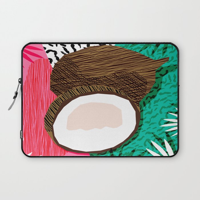 Bada Bing - memphis throwback tropical coconuts food vegan nature abstract illo neon 1980s 80s style Laptop Sleeve Gallery Image 1