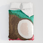 Bada Bing - memphis throwback tropical coconuts food vegan nature abstract illo neon 1980s 80s style Comforter Gallery Image 6