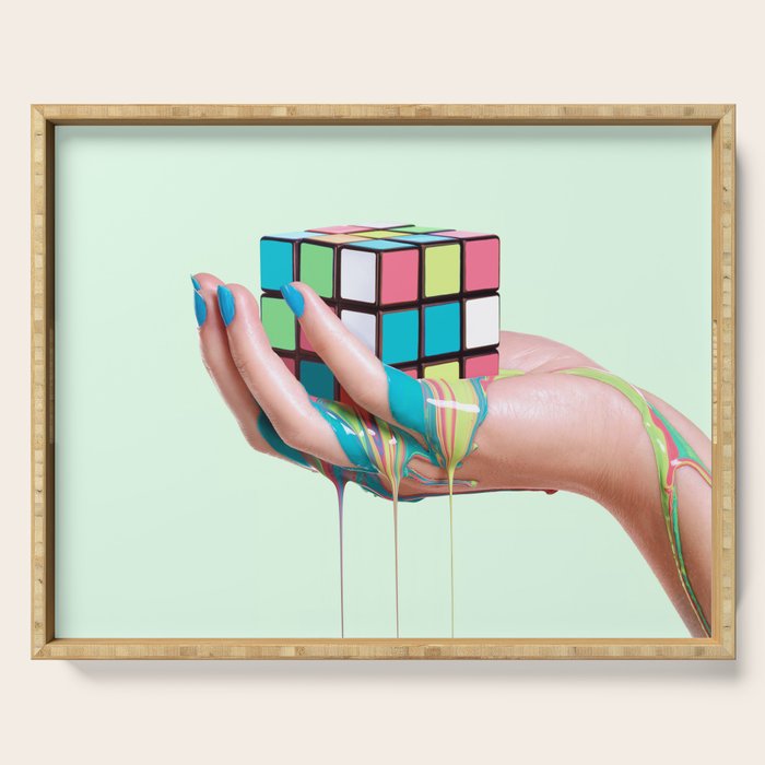 MELTING RUBIKS CUBE Serving Tray Gallery Image 1