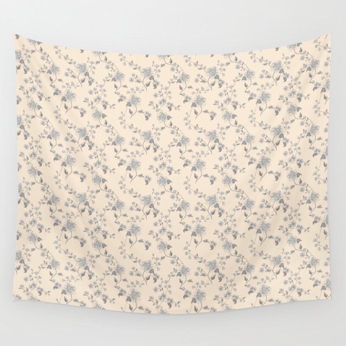 Vintage Blue Floral Wall Tapestry Gallery Image 1