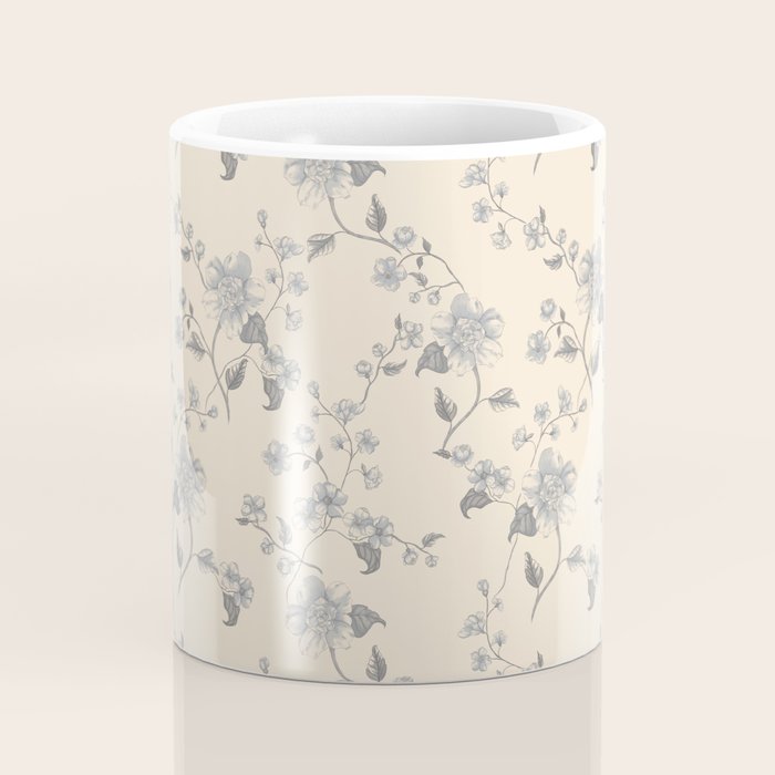Vintage Blue Floral Coffee Mug Gallery Image 4