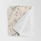 Vintage Blue Floral Throw Blanket Gallery Image 3