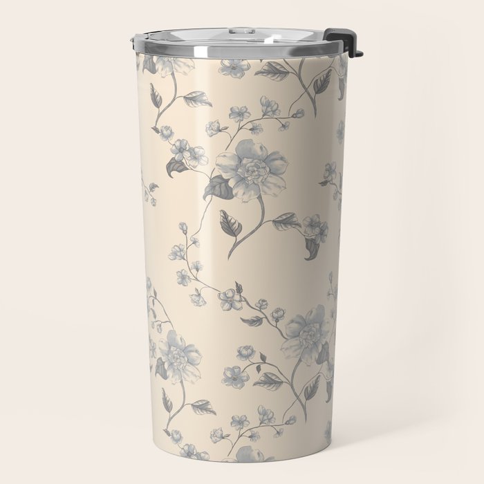 Vintage Blue Floral Travel Mug Gallery Image 2