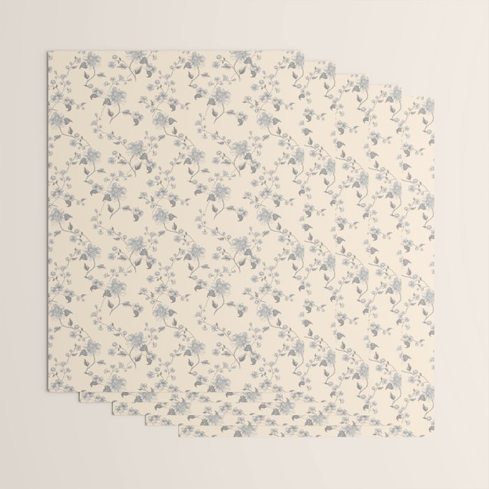 Vintage Blue Floral Wrapping Paper Gallery Image 3
