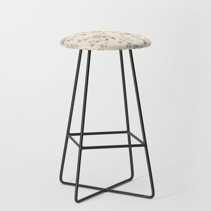 Vintage Blue Floral Stool Gallery Image 1