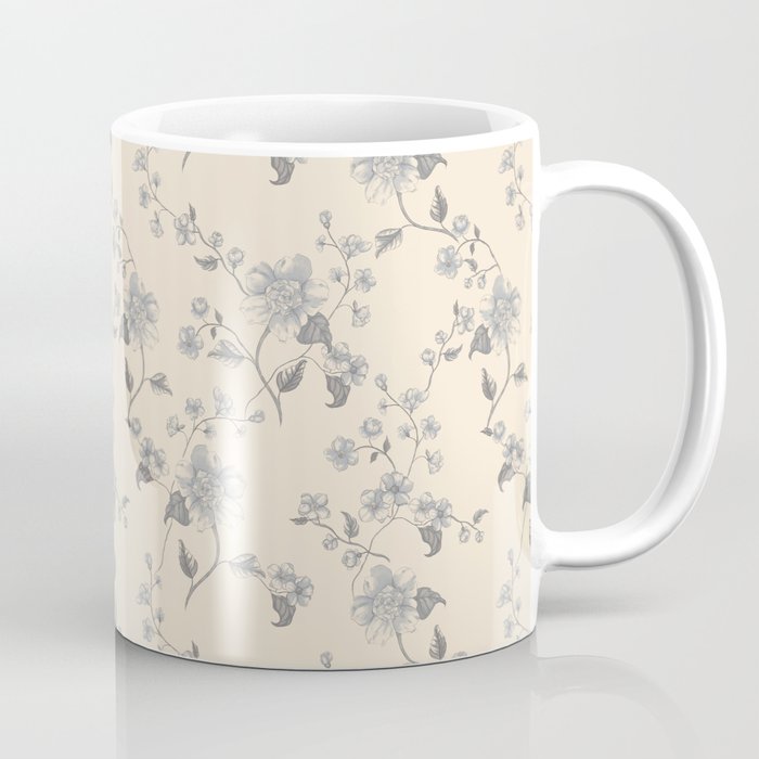 Vintage Blue Floral Coffee Mug Gallery Image 1
