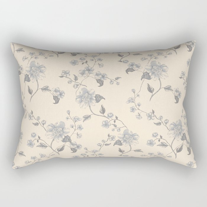 Vintage Blue Floral Rectangular Pillow Gallery Image 1