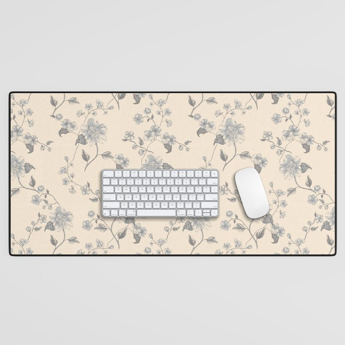 Vintage Blue Floral Desk Mat Gallery Image 1