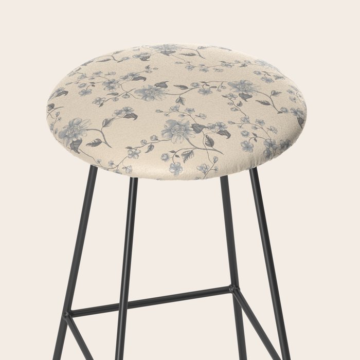 Vintage Blue Floral Stool Gallery Image 2