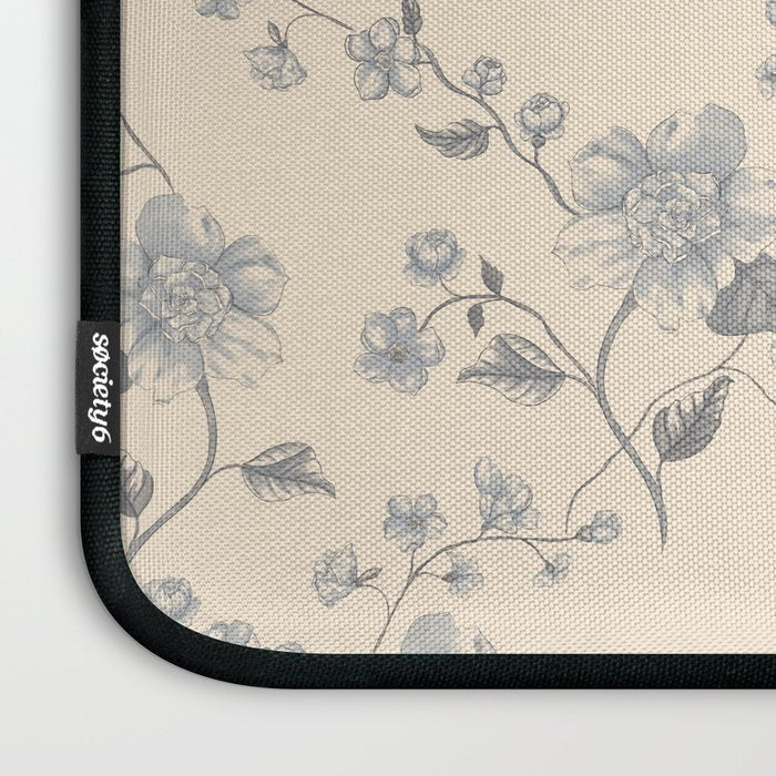 Vintage Blue Floral Laptop Sleeve Gallery Image 3