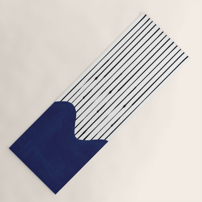 Lines and Wave (Blue) Yoga Mat Gallery Image 1