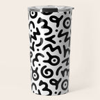 Fun black and white doodle symbol art pattern Travel Mug Gallery Image 1
