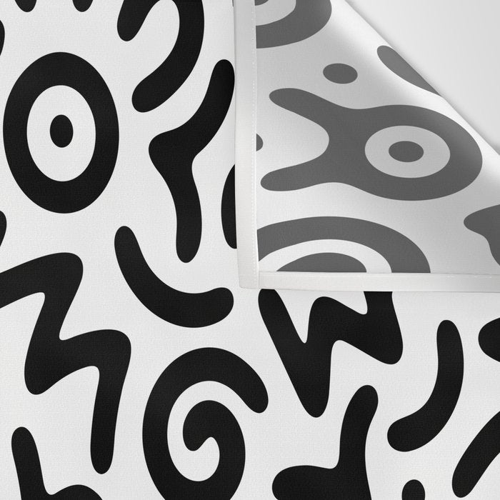 Fun black and white doodle symbol art pattern Wall Tapestry Gallery Image 3
