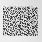 Fun black and white doodle symbol art pattern Throw Blanket Gallery Image 2