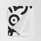 Fun black and white doodle symbol art pattern Throw Blanket Gallery Image 3