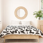 Fun black and white doodle symbol art pattern Duvet Cover Gallery Image 3