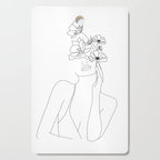 Minimal Line Art Woman with Flowers Cutting Board Gallery Image 1