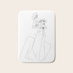 Minimal Line Art Woman with Flowers Bath Mat Gallery Image 1