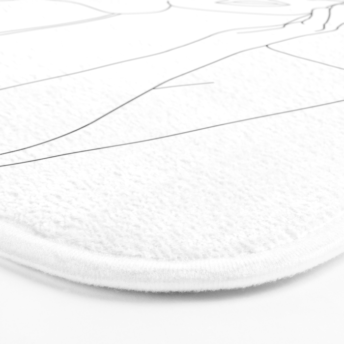 Minimal Line Art Woman with Flowers Bath Mat Gallery Image 3