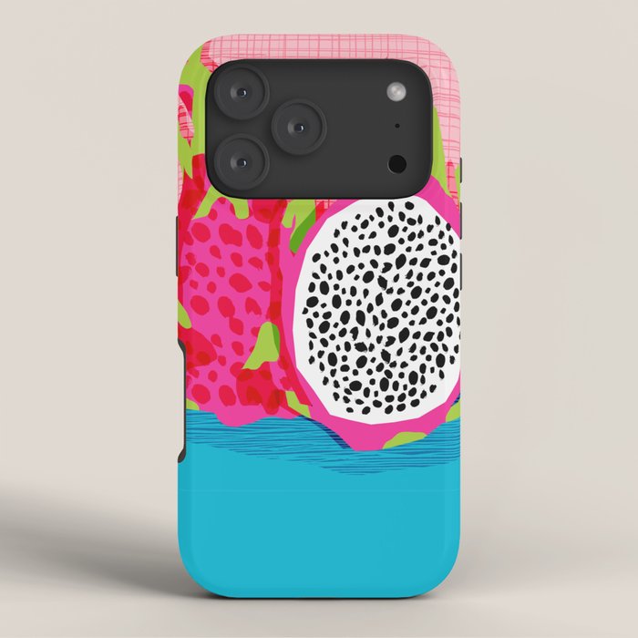 Hard Core - memphis throwback retro neon tropical fruit dragonfruit exotic 1980s 80s style pop art iPhone Case Gallery Image 3