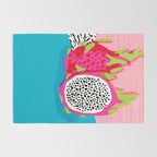 Hard Core - memphis throwback retro neon tropical fruit dragonfruit exotic 1980s 80s style pop art Rug Gallery Image 2