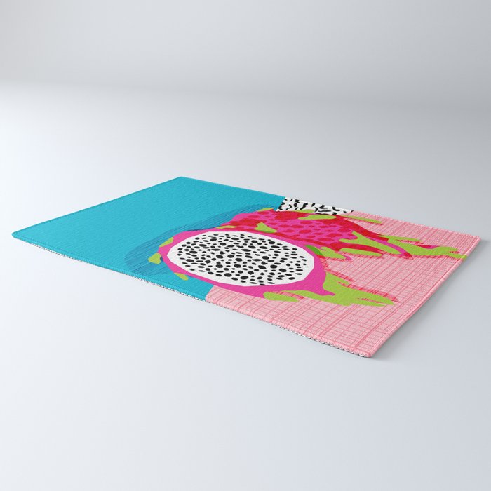 Hard Core - memphis throwback retro neon tropical fruit dragonfruit exotic 1980s 80s style pop art Rug Gallery Image 3