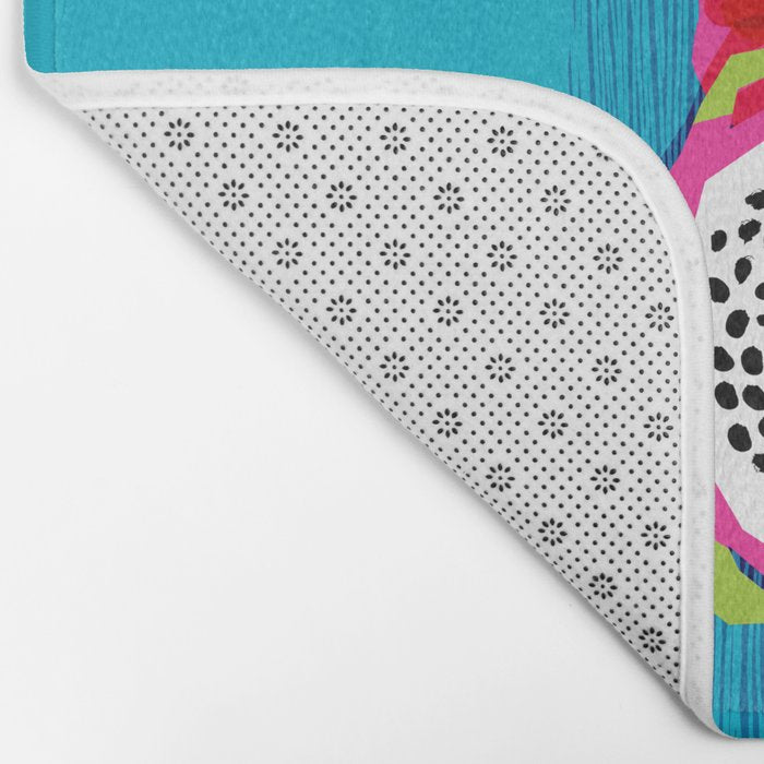 Hard Core - memphis throwback retro neon tropical fruit dragonfruit exotic 1980s 80s style pop art Bath Mat Gallery Image 2