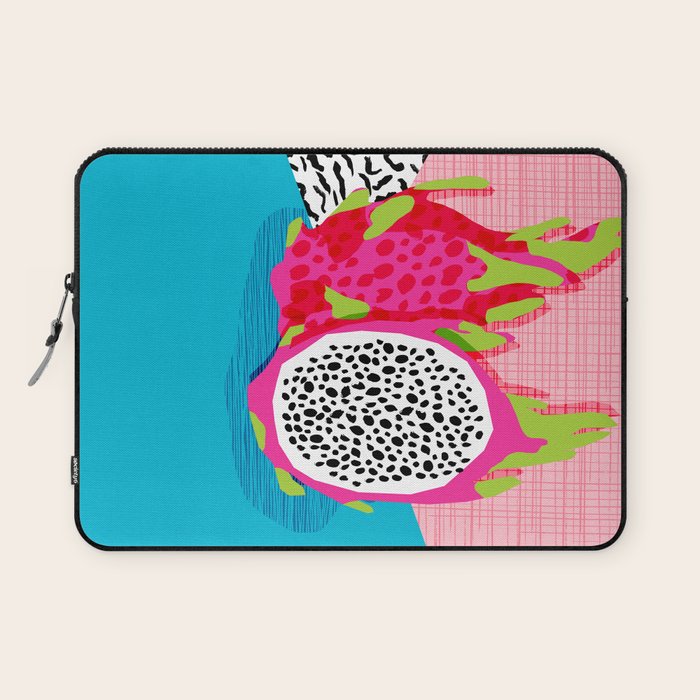 Hard Core - memphis throwback retro neon tropical fruit dragonfruit exotic 1980s 80s style pop art Laptop Sleeve Gallery Image 1