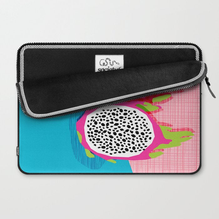Hard Core - memphis throwback retro neon tropical fruit dragonfruit exotic 1980s 80s style pop art Laptop Sleeve Gallery Image 2