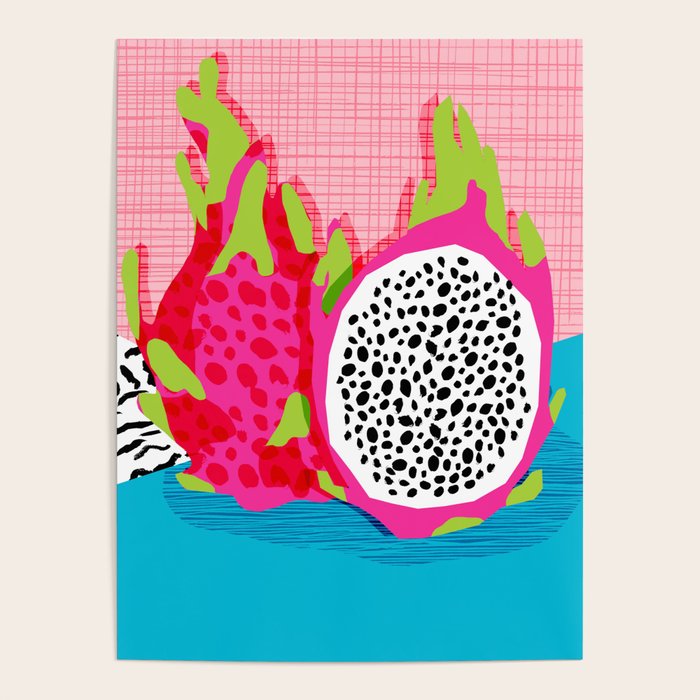 Hard Core - memphis throwback retro neon tropical fruit dragonfruit exotic 1980s 80s style pop art Poster Gallery Image 4