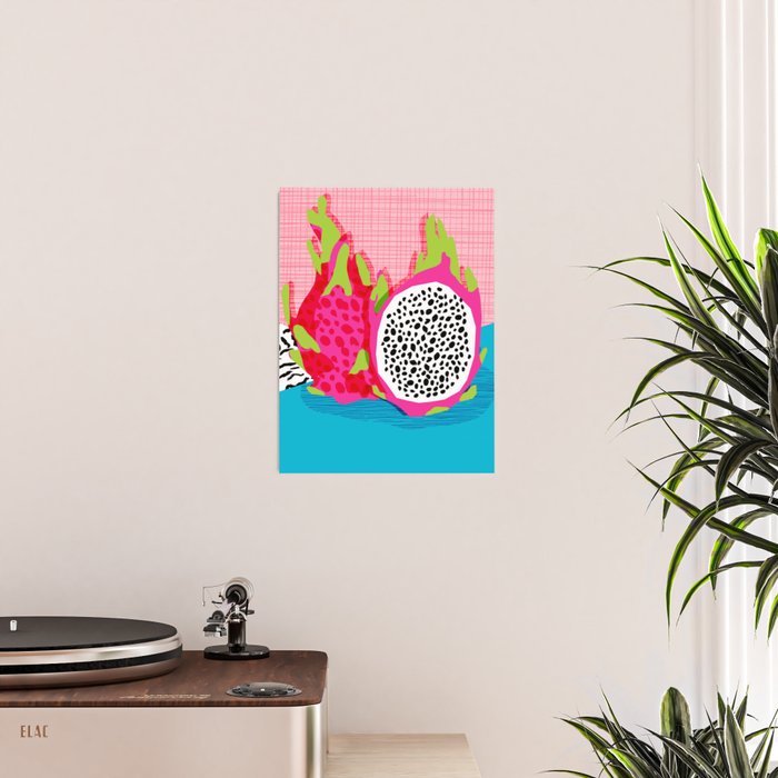 Hard Core - memphis throwback retro neon tropical fruit dragonfruit exotic 1980s 80s style pop art Poster Gallery Image 2