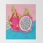Hard Core - memphis throwback retro neon tropical fruit dragonfruit exotic 1980s 80s style pop art Throw Blanket Gallery Image 2
