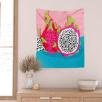 Hard Core - memphis throwback retro neon tropical fruit dragonfruit exotic 1980s 80s style pop art Wall Tapestry Gallery Image 2