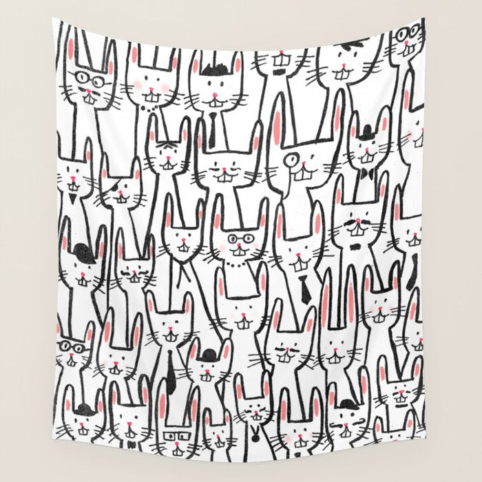 Bunny family Wall Tapestry Gallery Image 1