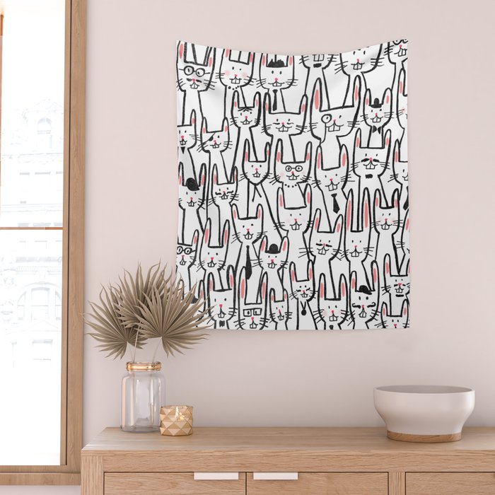 Bunny family Wall Tapestry Gallery Image 2