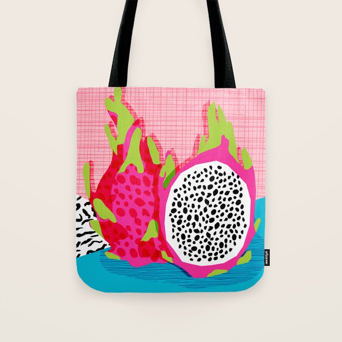 Hard Core - memphis throwback retro neon tropical fruit dragonfruit exotic 1980s 80s style pop art Tote Bag Gallery Image 1