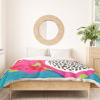 Hard Core - memphis throwback retro neon tropical fruit dragonfruit exotic 1980s 80s style pop art Duvet Cover Gallery Image 3