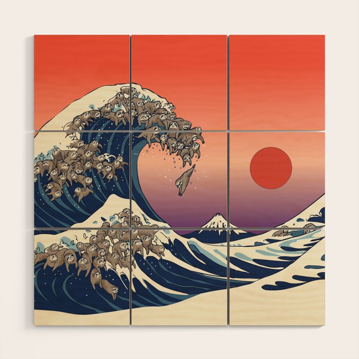 The Great Wave of Sloth Wood Wall Art Gallery Image 1