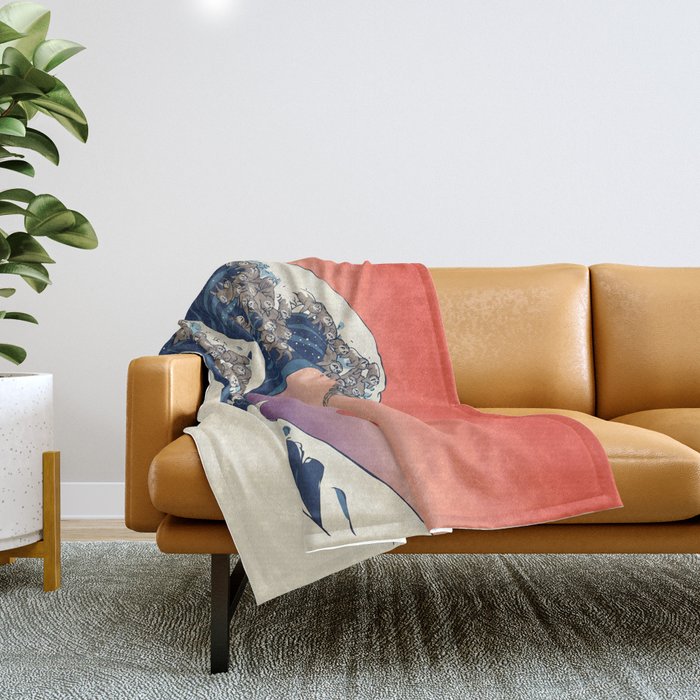 The Great Wave of Sloth Throw Blanket Gallery Image 1