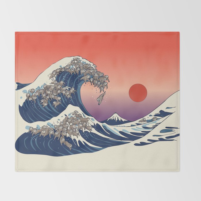 The Great Wave of Sloth Throw Blanket Gallery Image 2