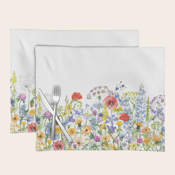 Colorful Midsummer Scandinavian Wildflowers Meadow  Placemat Gallery Image 1
