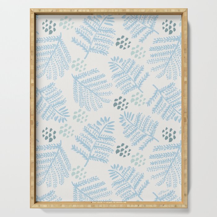 Winter & Woodsy Pine Trees in White & Blue Serving Tray Gallery Image 1