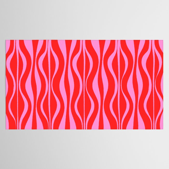 Mod Hourglass Abstract Midcentury Modern Retro Pattern in Preppy Pink and Red Tablecloth Gallery Image 2