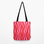 Mod Hourglass Abstract Midcentury Modern Retro Pattern in Preppy Pink and Red Tote Bag Gallery Image 2