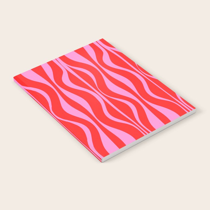Mod Hourglass Abstract Midcentury Modern Retro Pattern in Preppy Pink and Red Notebook Gallery Image 2