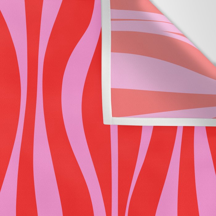 Mod Hourglass Abstract Midcentury Modern Retro Pattern in Preppy Pink and Red Wall Tapestry Gallery Image 3
