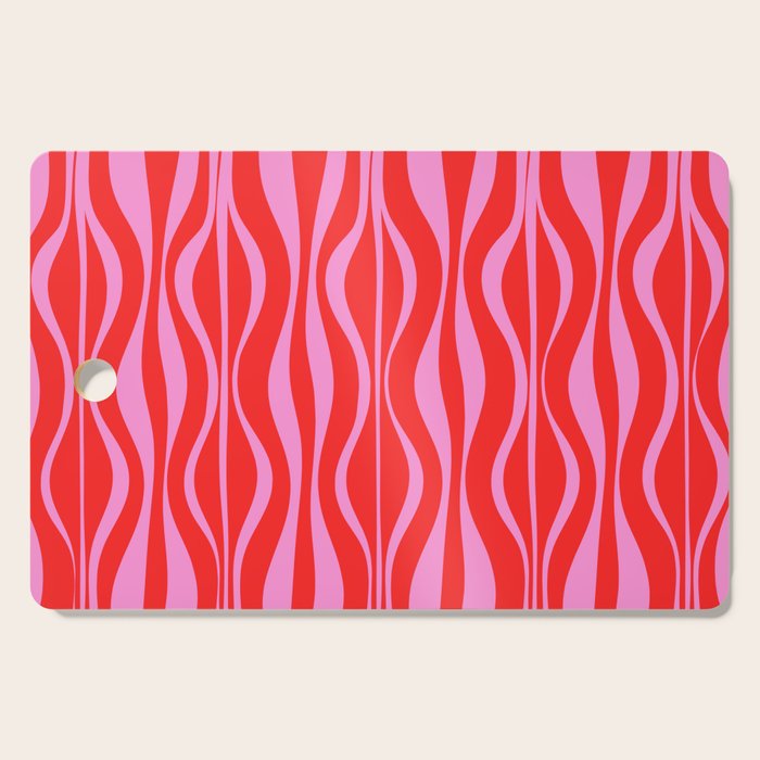 Mod Hourglass Abstract Midcentury Modern Retro Pattern in Preppy Pink and Red Cutting Board Gallery Image 1