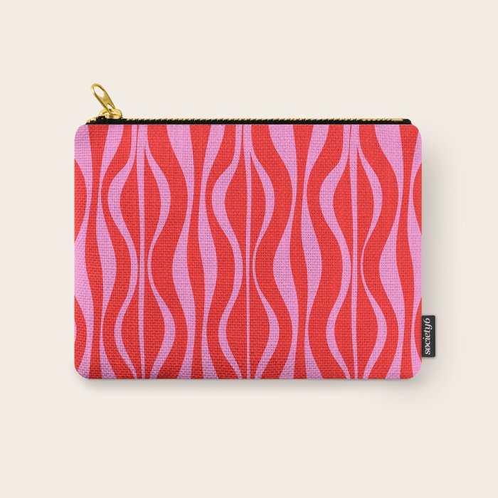 Mod Hourglass Abstract Midcentury Modern Retro Pattern in Preppy Pink and Red Carry All Pouch Gallery Image 1